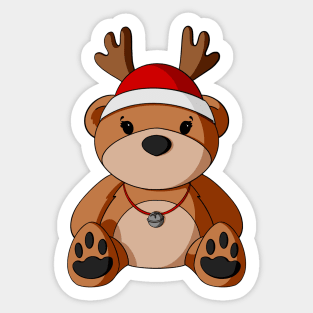 Christmas Reindeer Teddy Bear Sticker